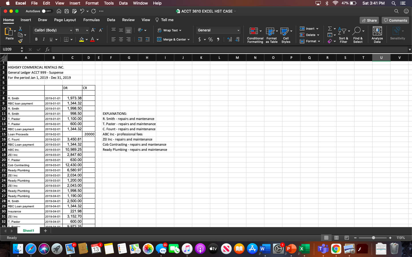 Attached is an excel document for your use when completing the case