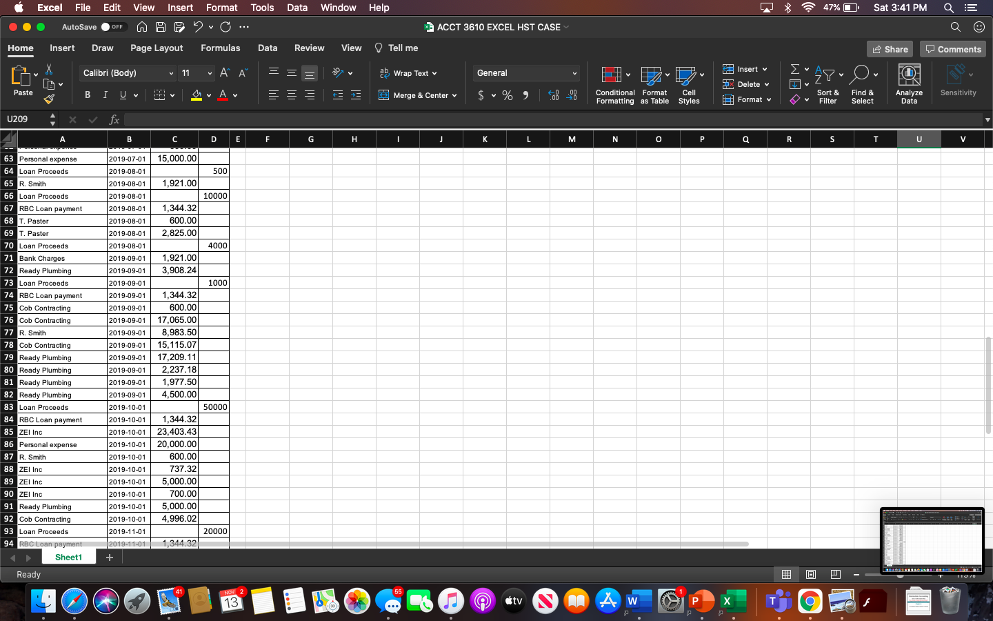 use excel to manipulate the data provided in order to complete the