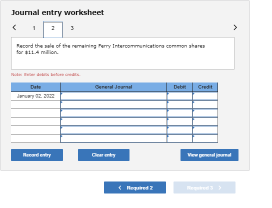 shares of Ferry Intercommunications common stock for $11 million. 26 Sold the