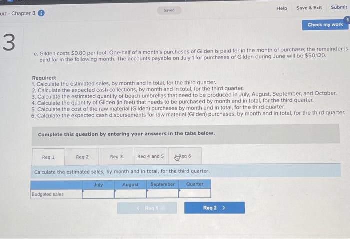 Check my work 3 Milo Company manufactures beach umbrellas. The company is