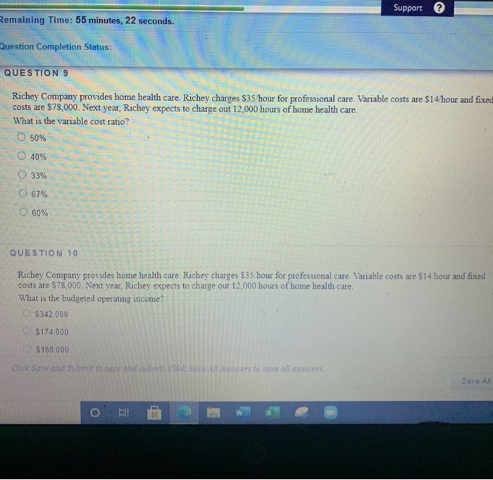  Support Remaining Time: 55 minutes, 22 seconds. Question Completion Status: QUESTION