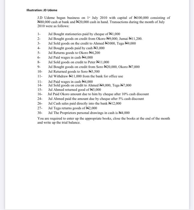 please answer using microsoft word/excel 1- 2- Illustration: JD Udeme J.D Udeme