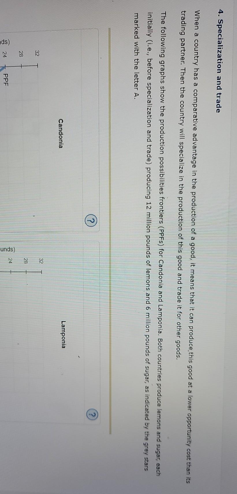  4. Specialization and trade When a country has a comparative advantage