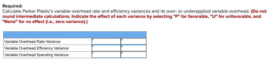 Variances (LO 9-5) Parker Plastic, Inc., manufactures plastic mats to use with