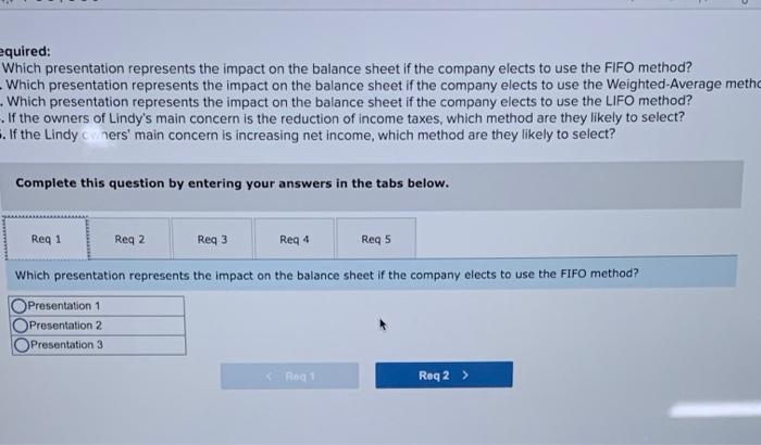 Equity Presentation 1 Presentation 2 Presentation 3 Balance Sheet - Presentation 2