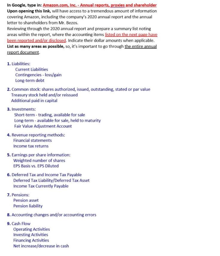 In Google, type in: Amazon.com, Inc. - Annual reports, proxies and