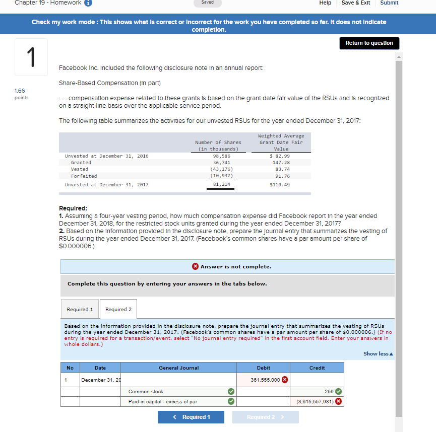  Chapter 19 - Homework Saved Help Save & Exit Submit Check