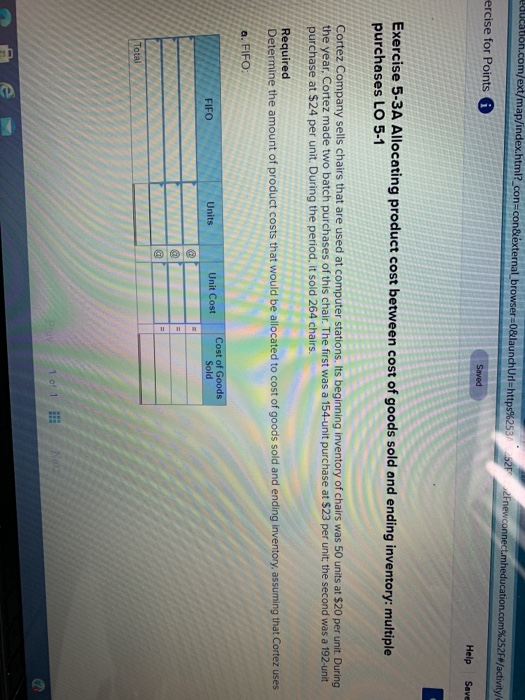  Qucation.com/ext/map/index.html?_con=con&external_browser=0&launchUrl=https%253 32F2Fnewconnect.mheducation.com%252F#/activity/ ercise for Points A Saved Help Save Exercise 5-3A