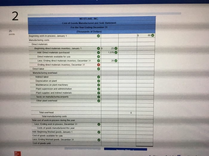 Statements (LO 2-1, 6) Westlake, Inc. produces metal fittings for the aerospace