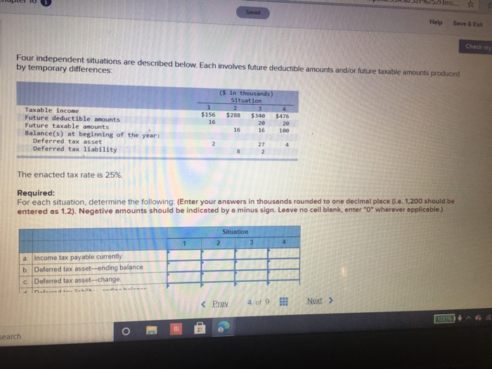  Saved Help Save & E Check Four independent situations are described