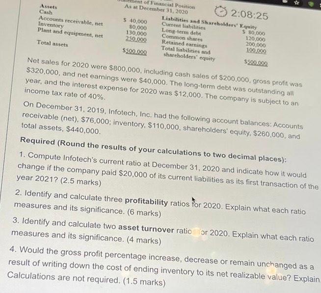 of Financial Statements (14 marks; 25 minutes) The condensed statement of financial