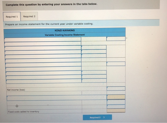 manufacturer of kayaks, began operations this year. During this first year, the