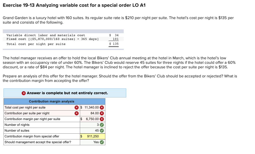 Please help correct the answers in red Exercise 19-13 Analyzing variable cost