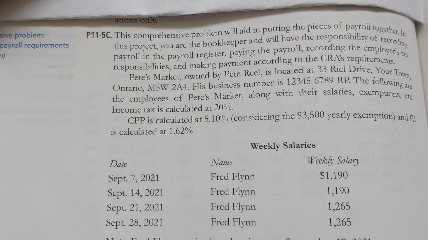 please help me solve this sive problem: payroll requirements etc. ations