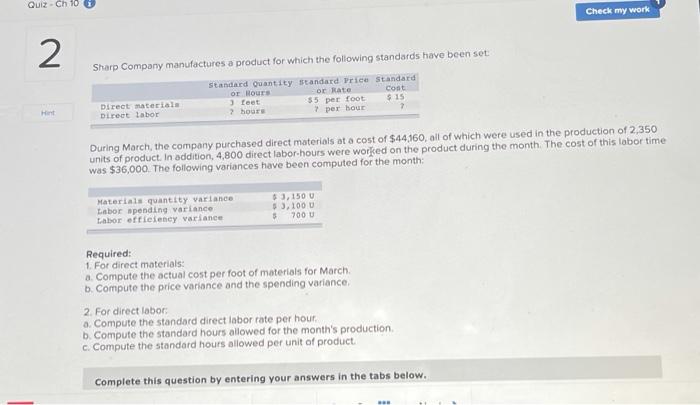 manufactures auto accessories. One of the company's products is a set of