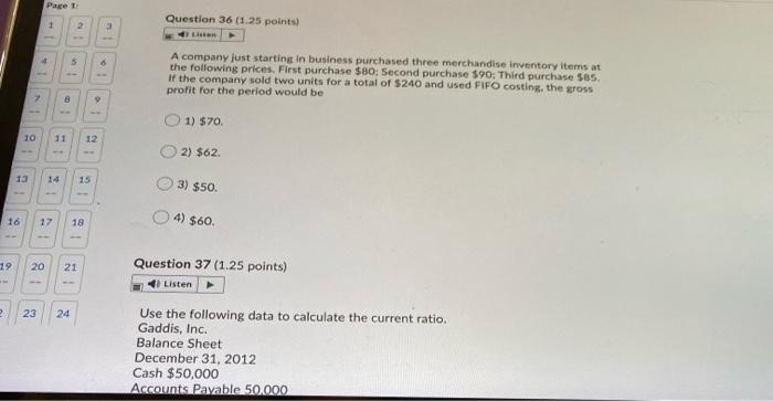 one year 3 Question 70 (1.25 points) waren Clair Company purchased merchandise