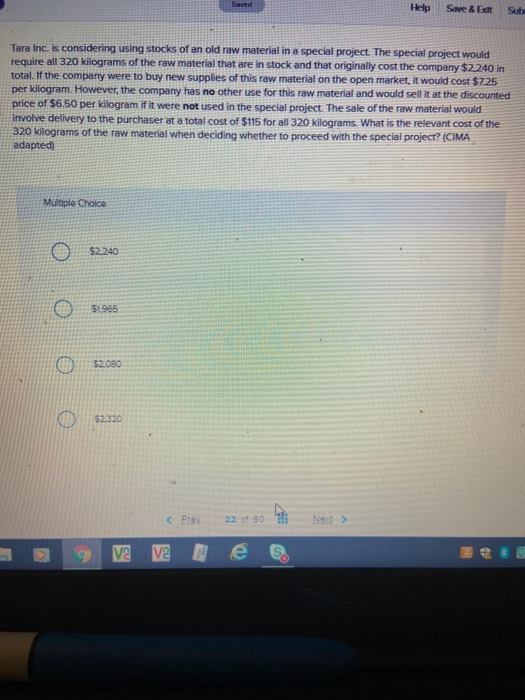  Help Save & ExtSub Tara Inc. is considering using stocks of