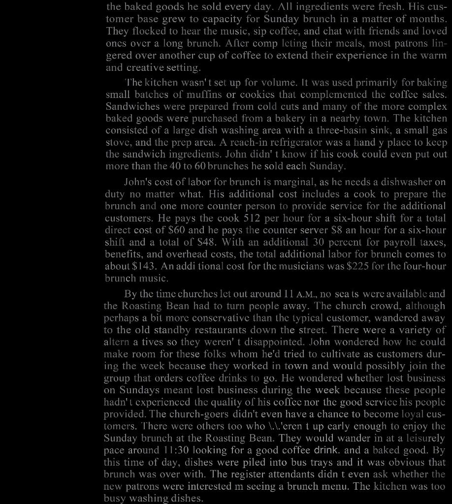 Case Study Brunch at the Roasting Bean Coffee House The Roasting Bean