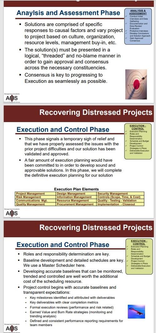 points. It is not uncommon for projects to run into trouble. However,