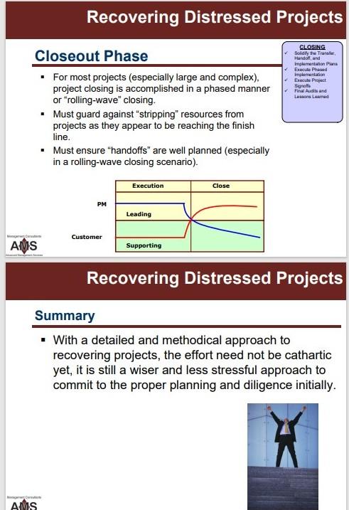 there are many Project Management specialists who specialize in rescuing large distressed