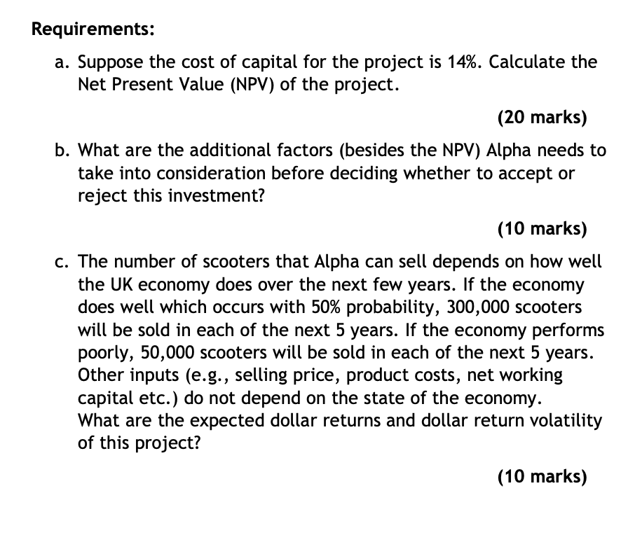 electric scooters. A recent feasibility study which costs the company 150,000 suggests