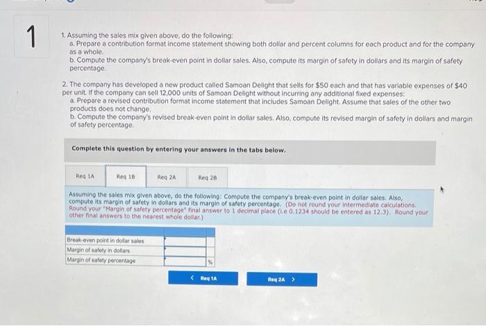Tahitian Joy. Each product's selling price, variable expense per unit and annual