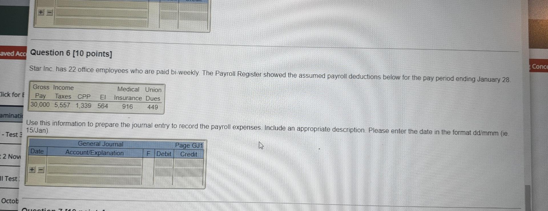  aved Acc Question 6 [10 points] Star Inc. has 22 office