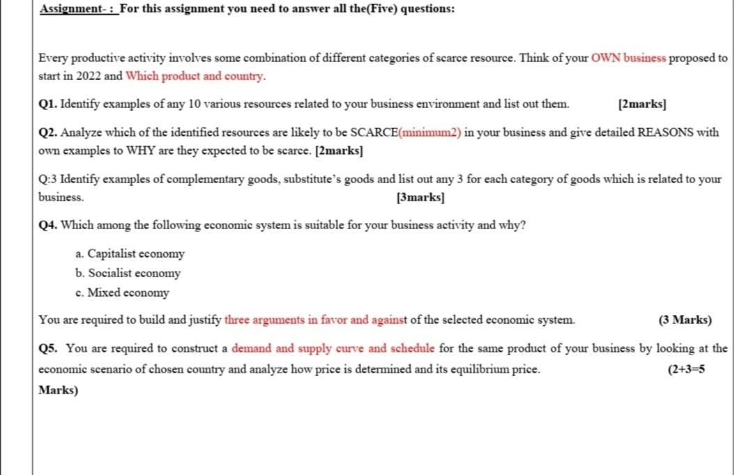  Assignment- : For this assignment you need to answer all the(Five)