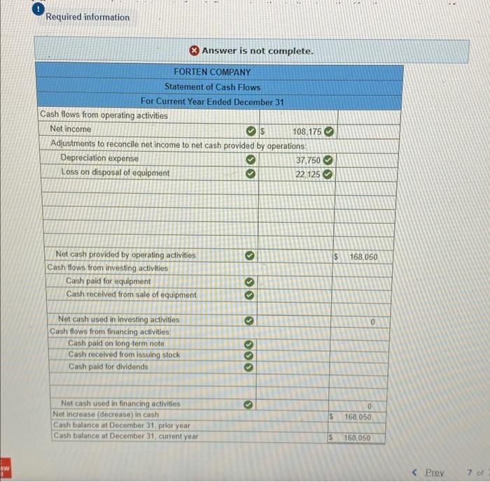 year income statement comparative balance sheets, and additional information follow. For the