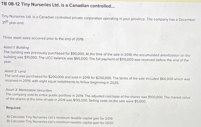  TB 08-12 Tiny Nurseries Ltd. is a Canadian controlled... Tiny Nurseries