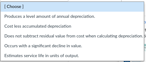 a list of phrases that describe or characterize each of the terms.