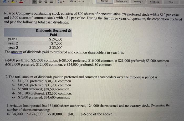 Multiple Choices 10 !!! = IE Normal No Spacing Heading 1 Heading