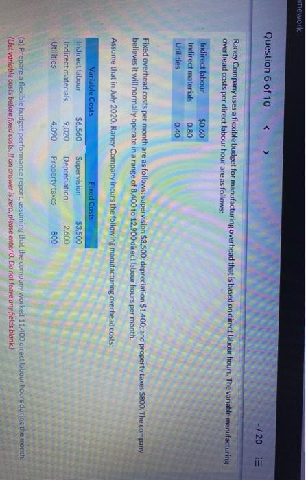  amework Question 6 of 10