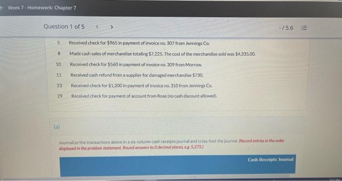-/5.6 E Pharoah Company's chart of accounts includes the following selected accounts.