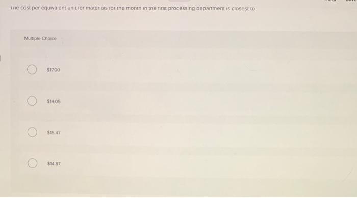 system. This month, the beginning inventory in the first processing department consisted