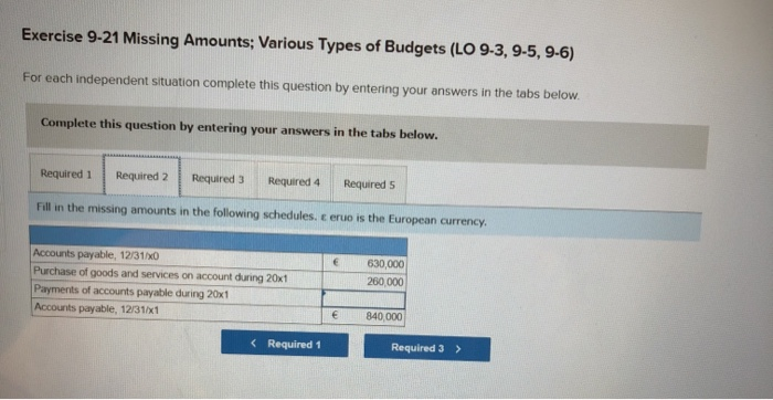 9-6) For each independent situation complete this question by entering your answers