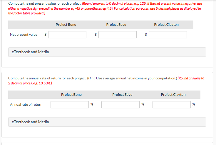 investment proposals. Each investment has a useful life of 5 years. Relevant