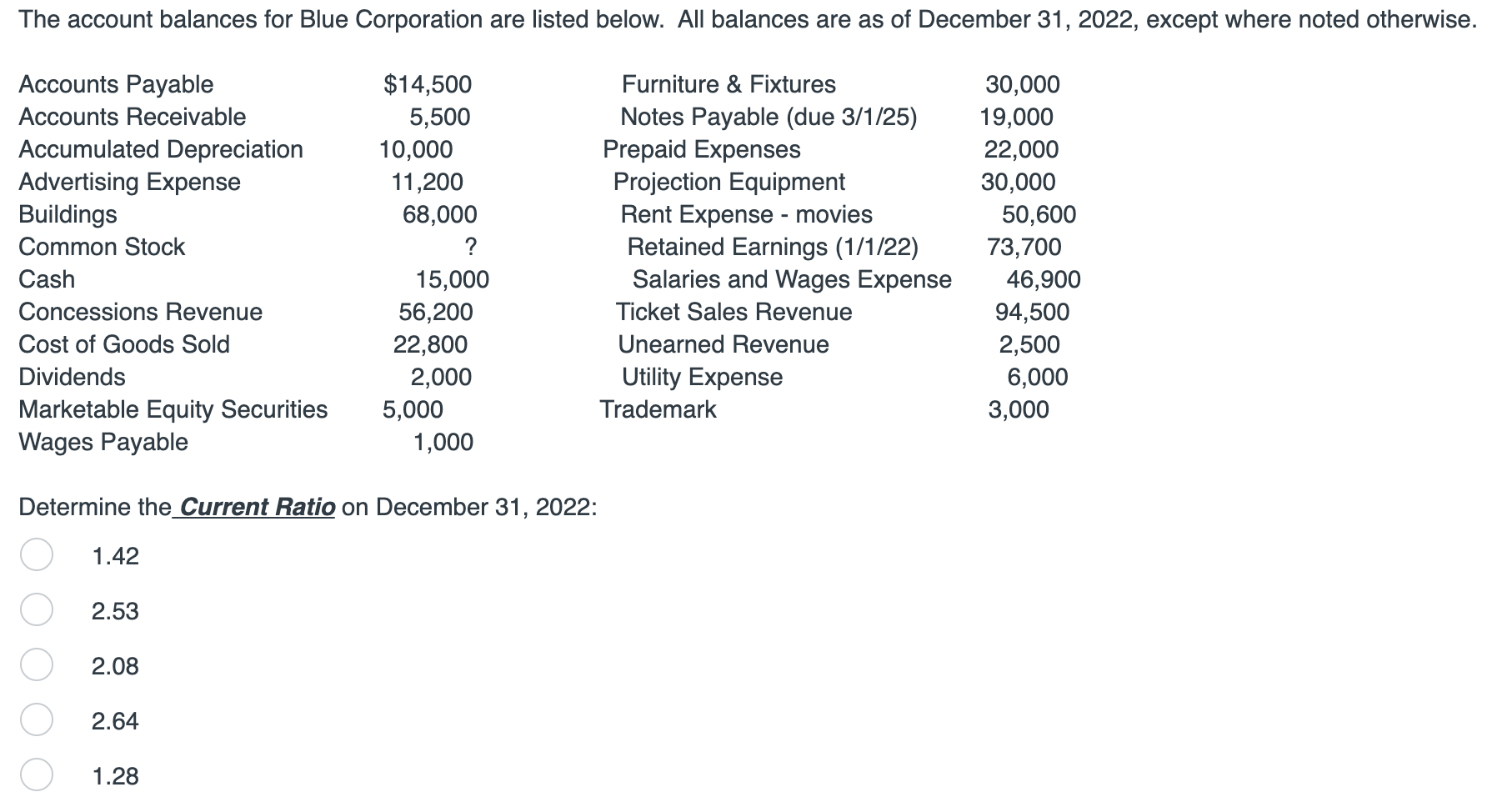 Part A: Part B: Part C: Determine the Current Ratio on December