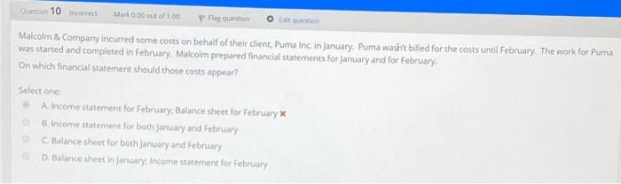 hours but not for expenses or products Question 3 Incorrect Mark 0.00