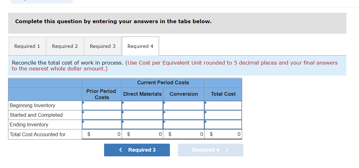 Equivalent Units, Cost per Equivalent Unit, Reconciling the Cost of Work in