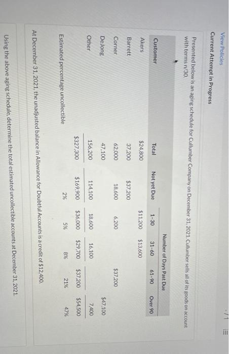  1 TIT View Policies Current Attempt in Progress Presented below is