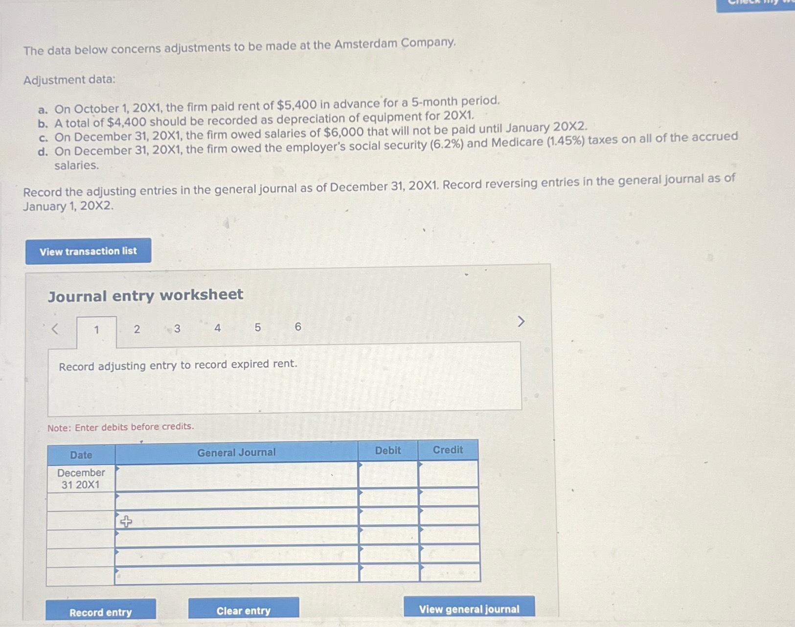  The data below concerns adjustments to be made at the Amsterdam