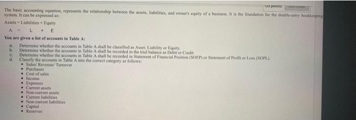  s points The basic accounting equation, represents the relationship between the