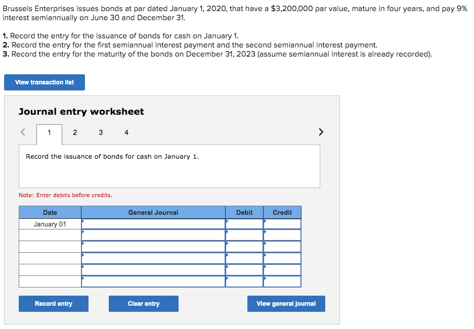Brussels Enterprises issues bonds at par dated January 1, 2020, that
