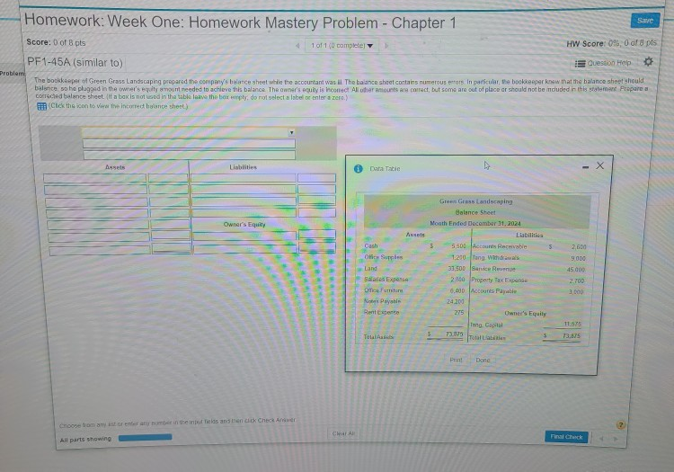  Homework: Week One: Homework Mastery Problem - Chapter 1 Save Problem
