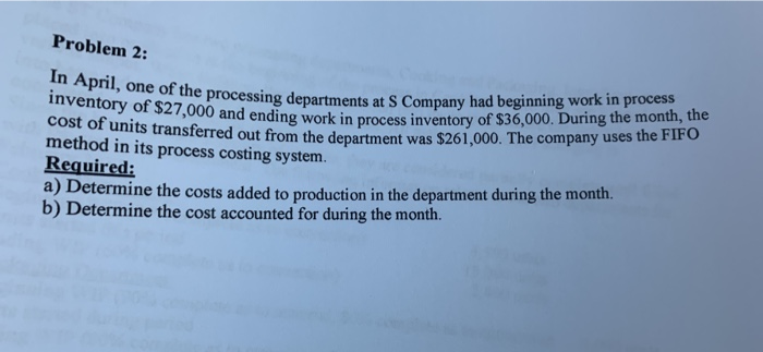 process costing system. The partment started the month with 6,000 units in