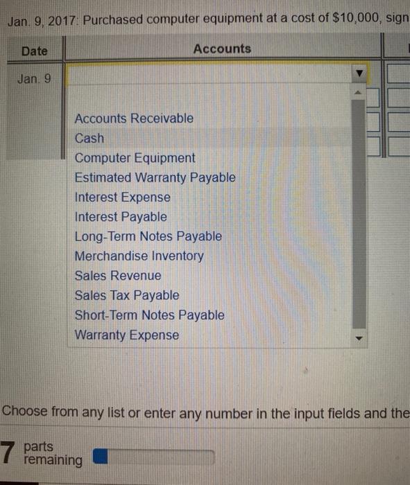 pts 5 of 5 (2 complete) HW Score: 13.33... P11-27A (similar to)