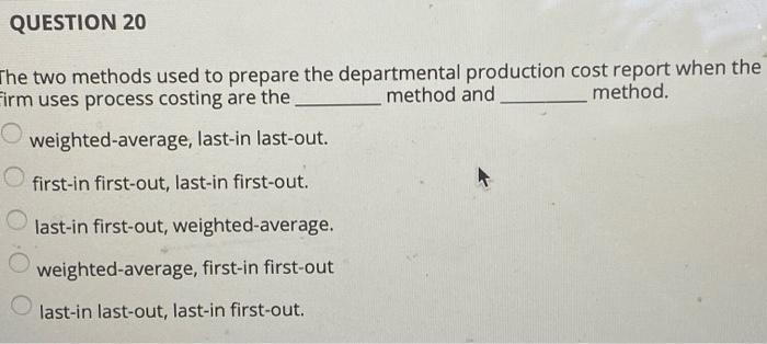  please give me proper explanation and correct answer QUESTION 20 The