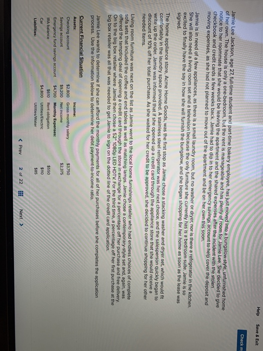  Help Save & Exit Check m Jamie Lee Jackson, age 27,