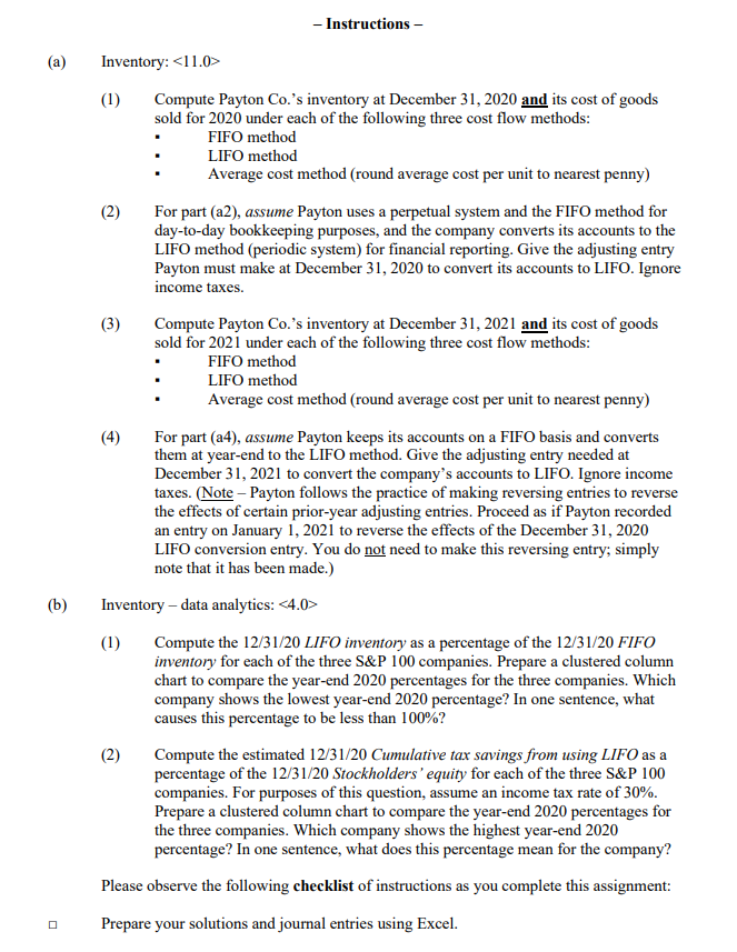 flow methods. - Problem - Inventory Payton Co. is a specialty retailer
